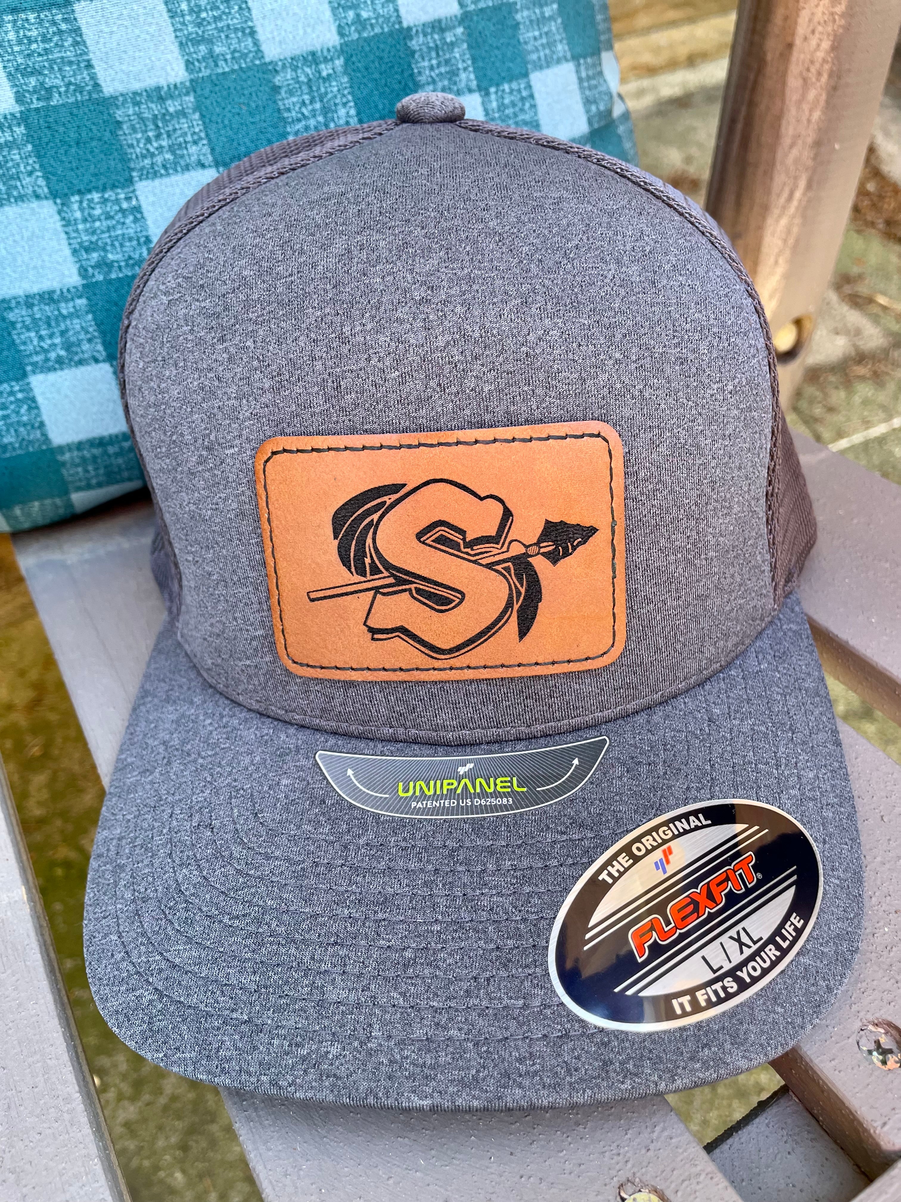 BLACK/GRAY LEATHER PATCH HAT – SUDSY BEAR SOAP COMPANY