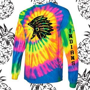 Sandwich Indians Distressed Indian Head Tie Dyed Long Sleeve Tee